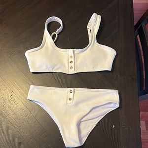 White two piece bathing suit